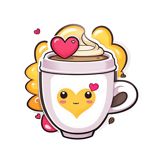 Cute Coffee Cup - Sticker - Heat Press Transfer