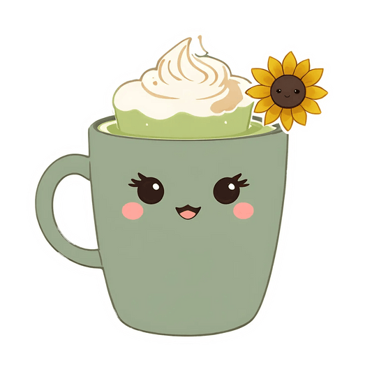 Cute Coffee Cup - Sticker - Heat Press Transfer