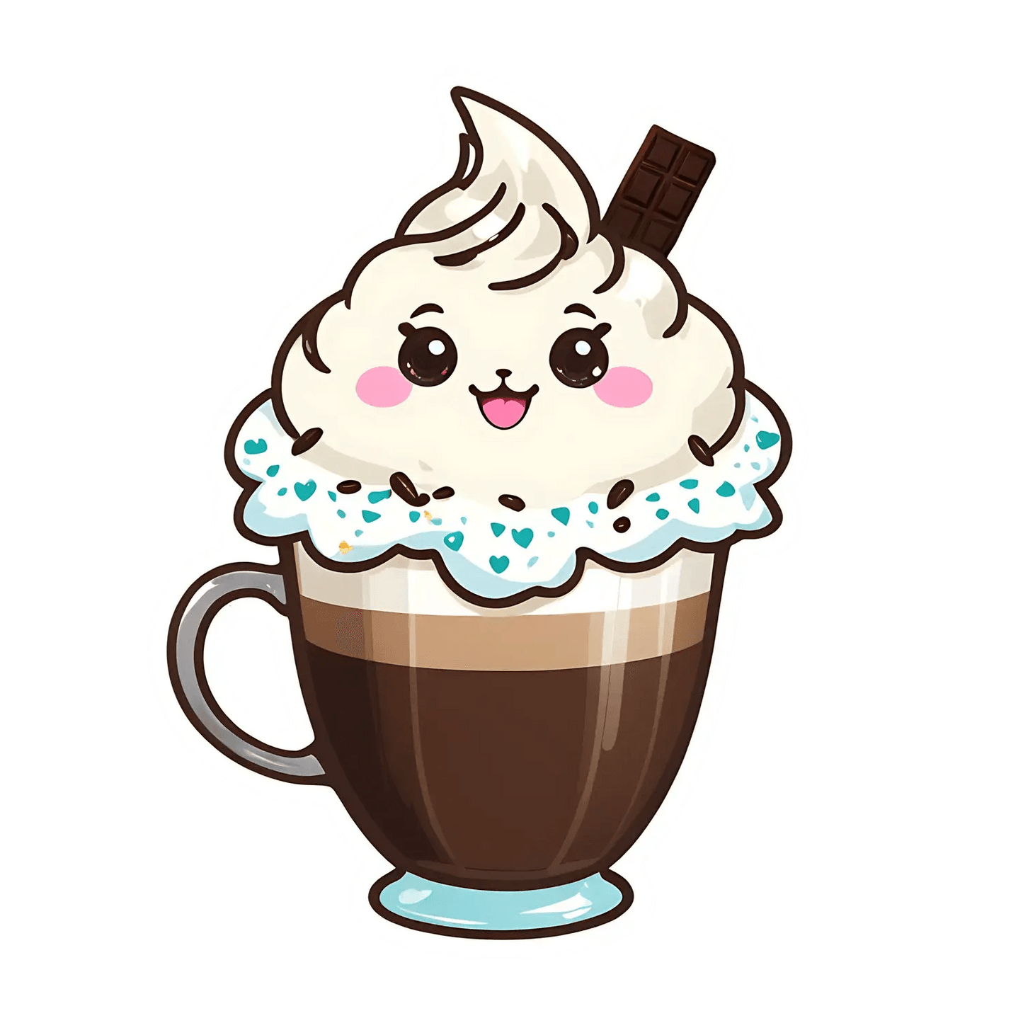 Cute Coffee Cup - Sticker - Heat Press Transfer