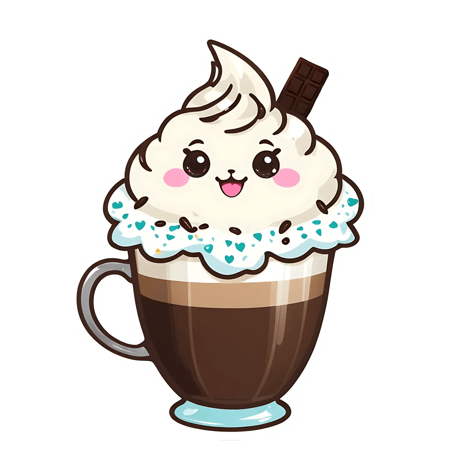 Cute Coffee Cup - Sticker - Heat Press Transfer