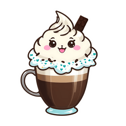 Cute Coffee Cup - Sticker - Heat Press Transfer