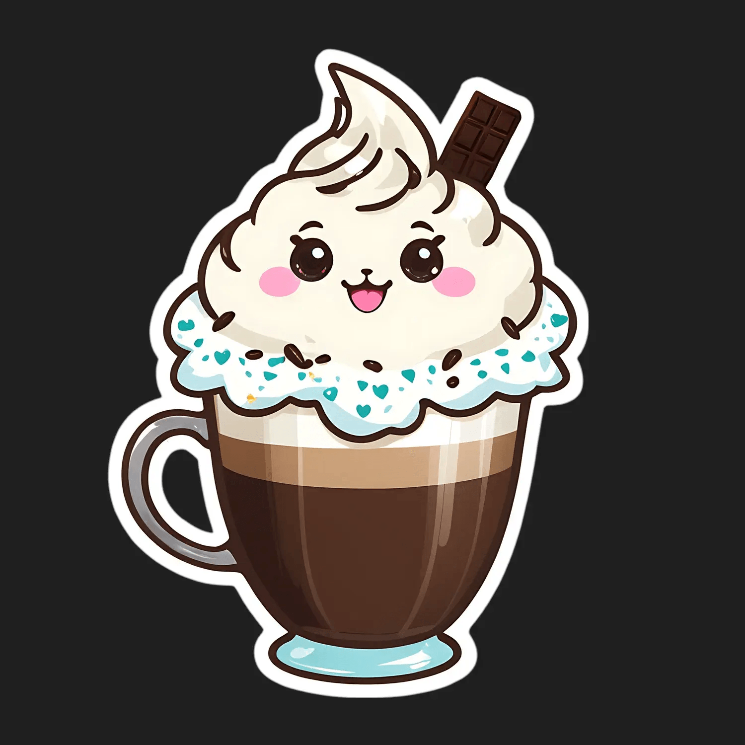 Cute Coffee Cup - Sticker - Heat Press Transfer