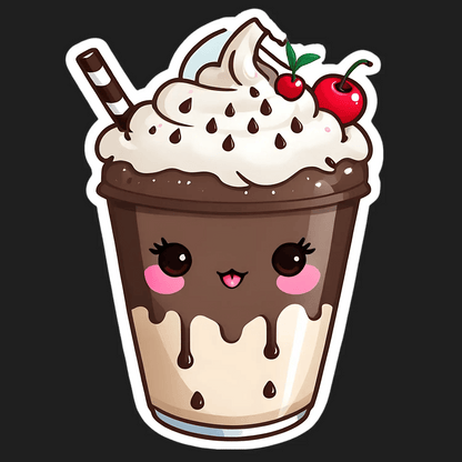 Cute Coffee Cup Sticker - Kawaii Dessert Theme - Heat Press Transfer
