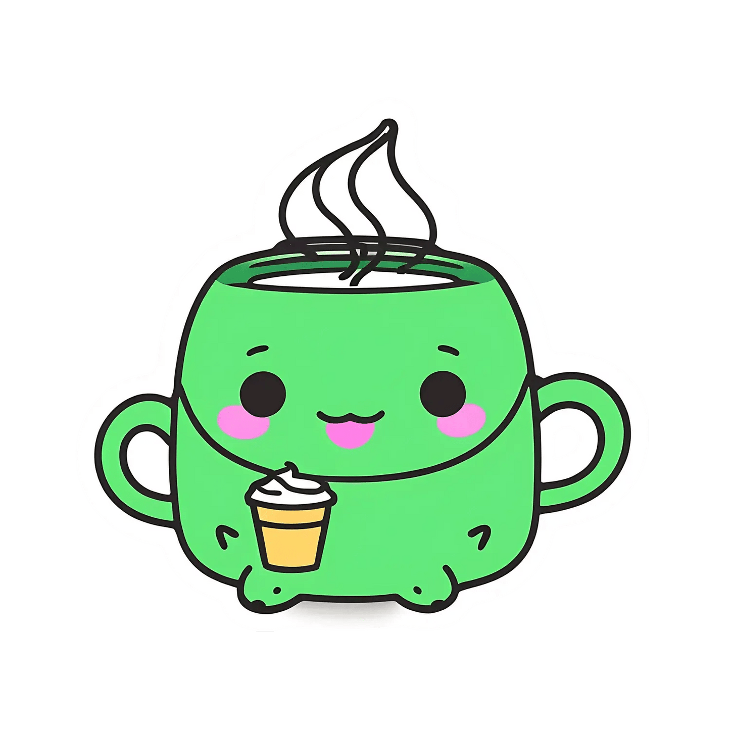 Cute Coffee Mug Sticker - Adorable Collectible - Heat Press Transfer