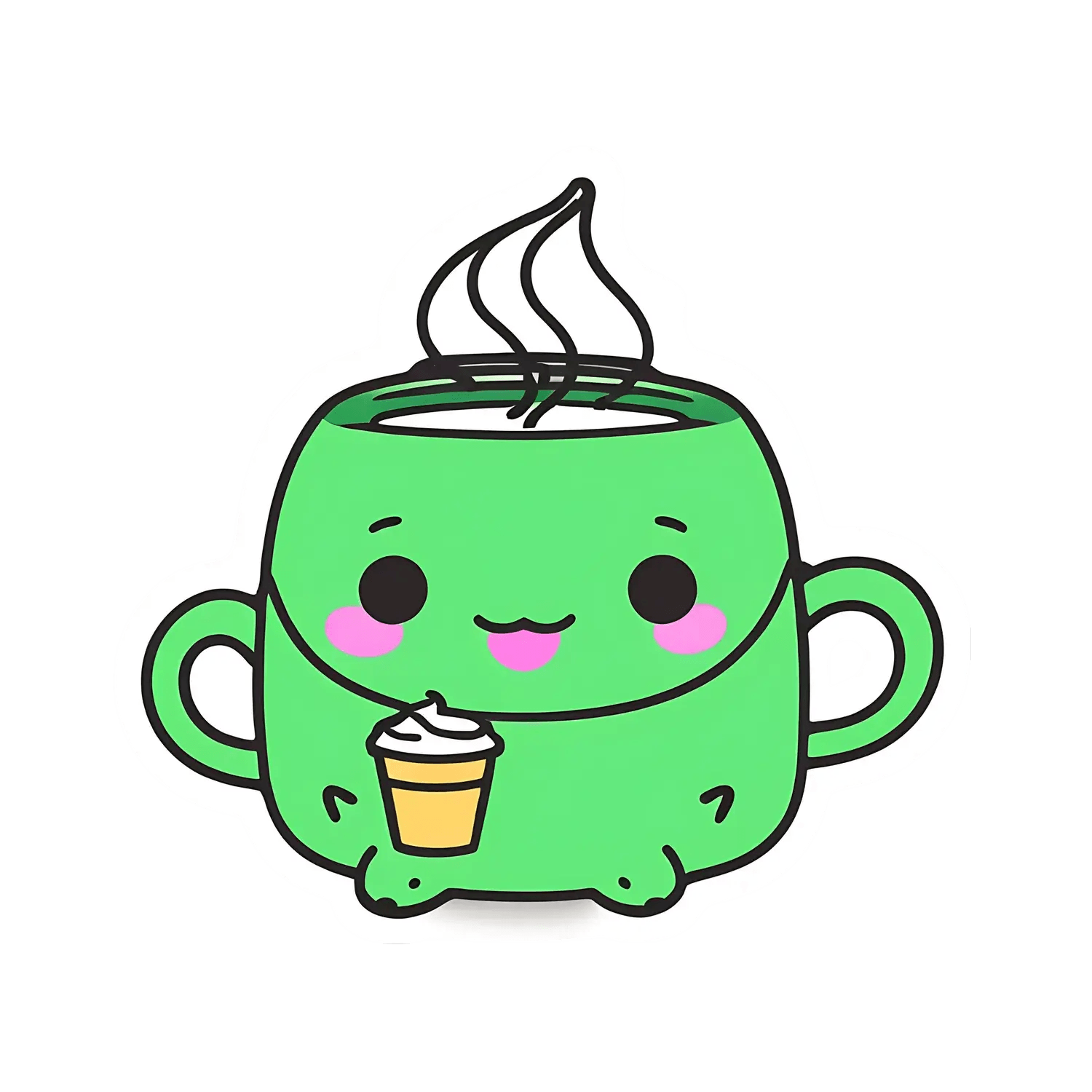 Cute Coffee Mug Sticker - Adorable Collectible - Heat Press Transfer