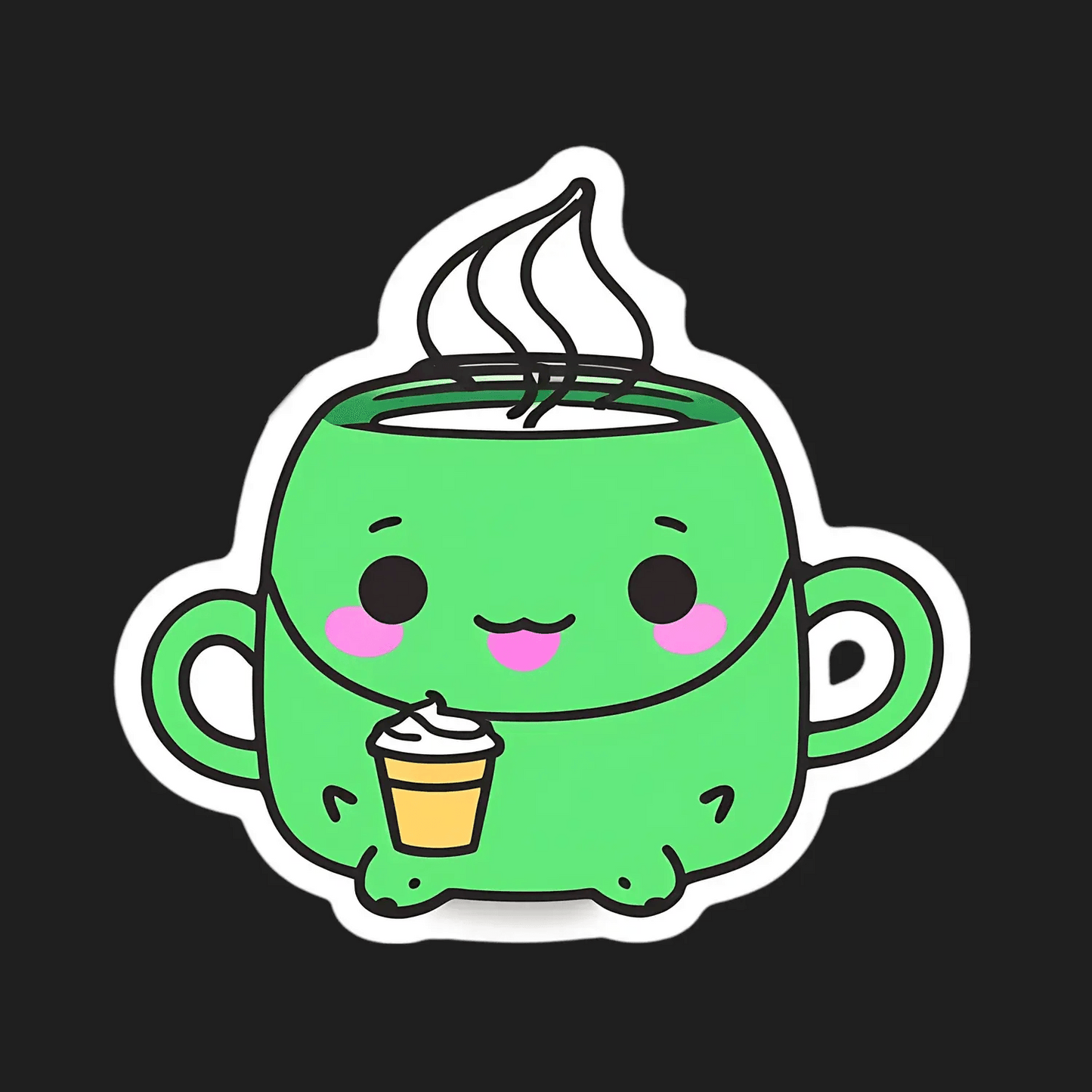 Cute Coffee Mug Sticker - Adorable Collectible - Heat Press Transfer