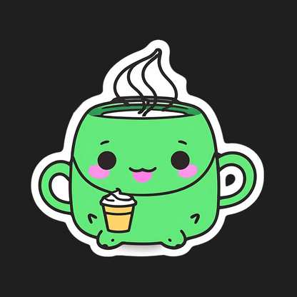 Cute Coffee Mug Sticker - Adorable Collectible - Heat Press Transfer
