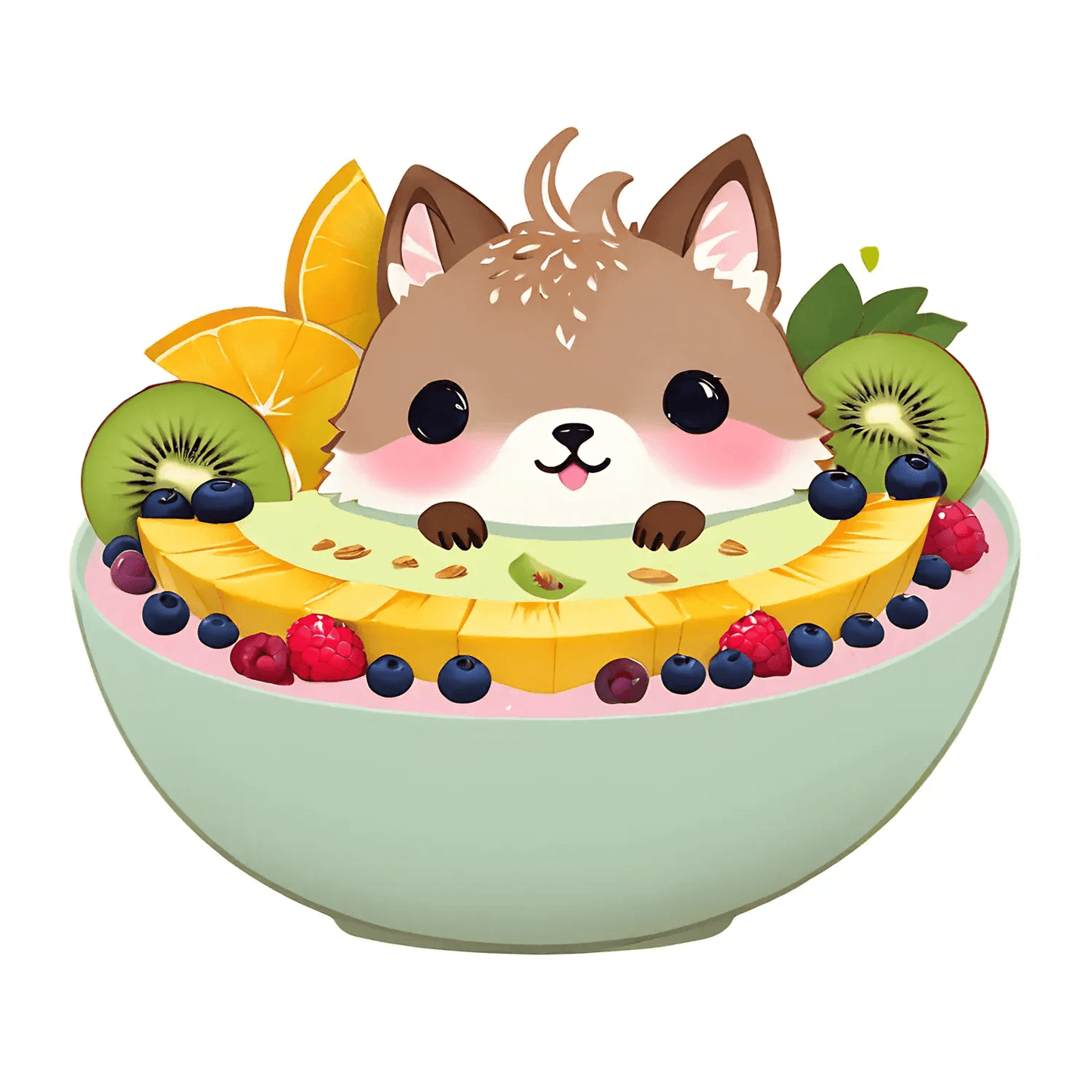 Cute Corgi Fruit Bowl - UV DTF Sticker - Heat Press Transfer