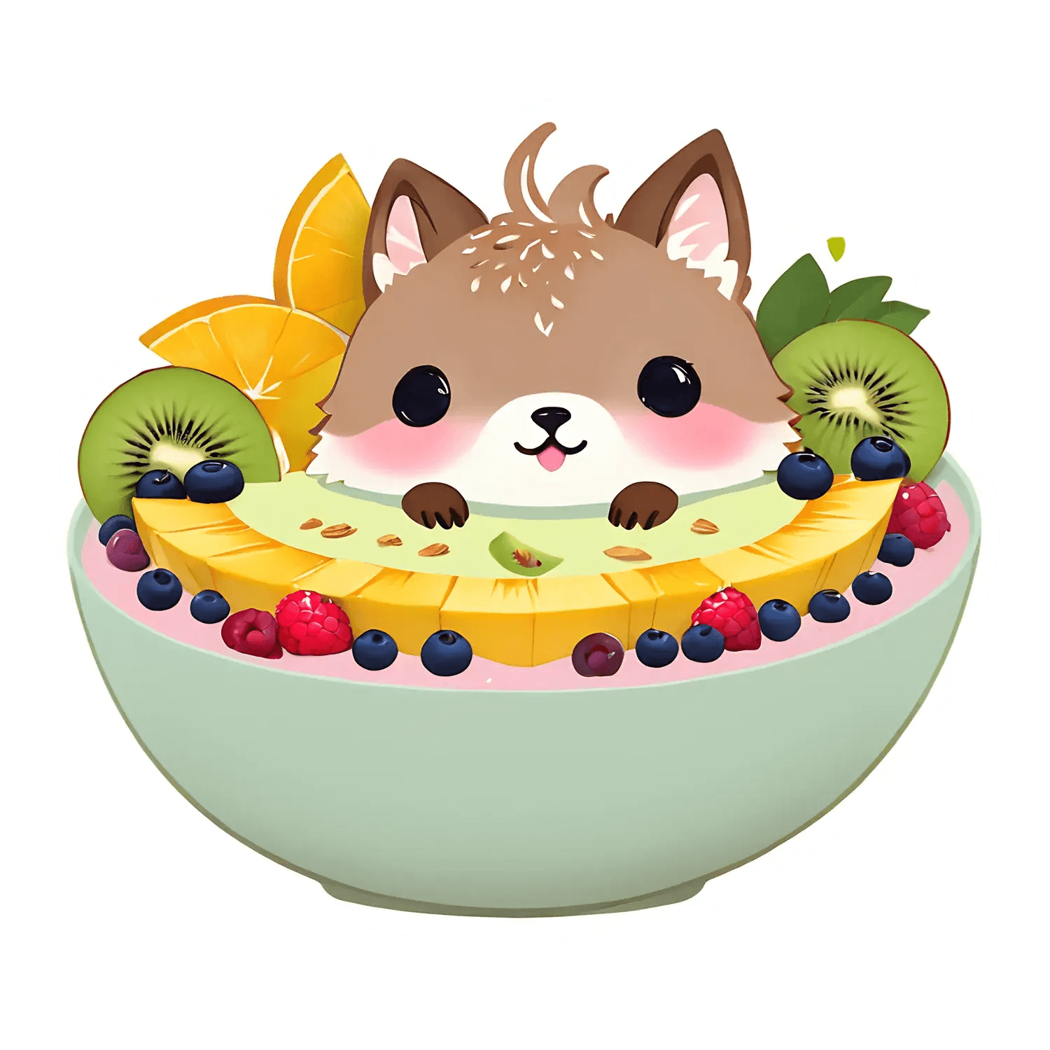 Cute Corgi Fruit Bowl - UV DTF Sticker - Heat Press Transfer