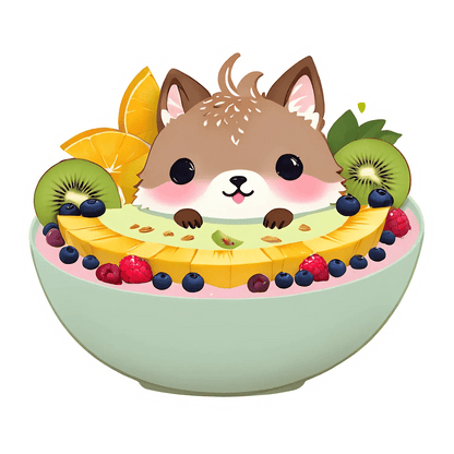 Cute Corgi Fruit Bowl - UV DTF Sticker - Heat Press Transfer