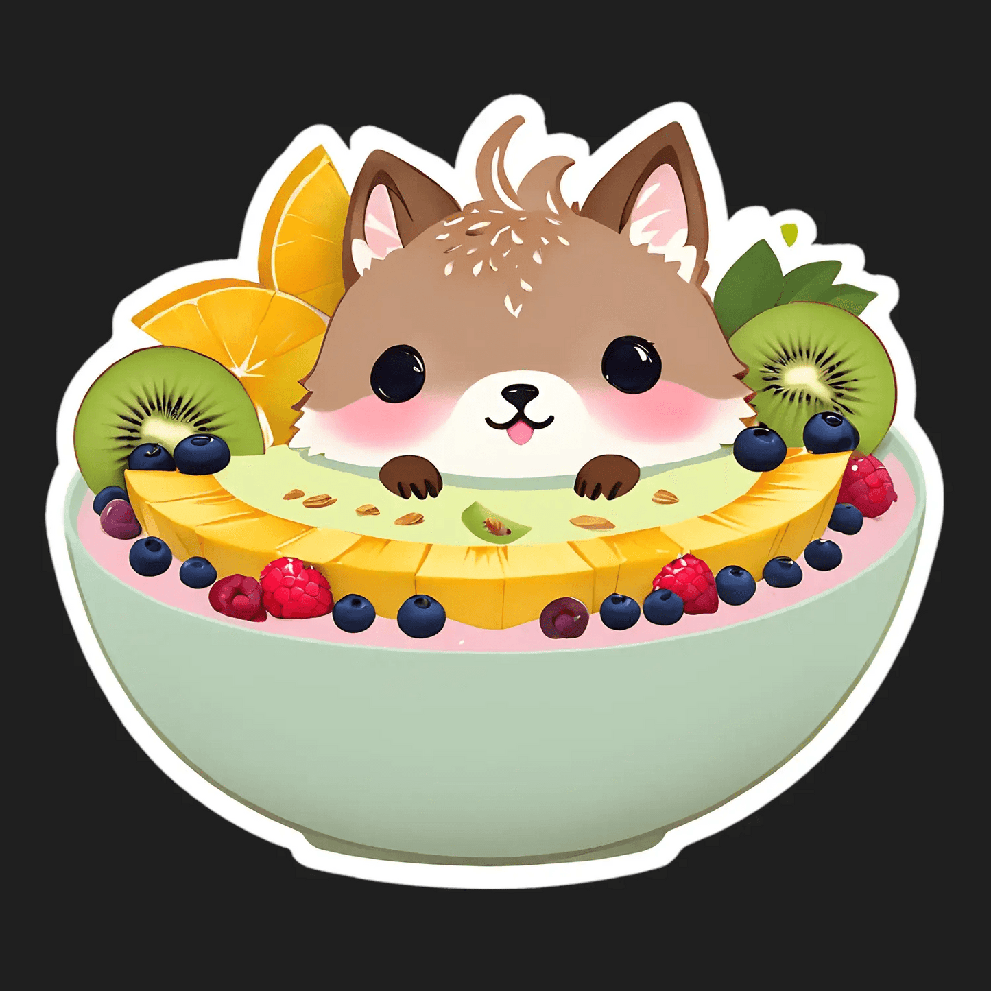 Cute Corgi Fruit Bowl - UV DTF Sticker - Heat Press Transfer