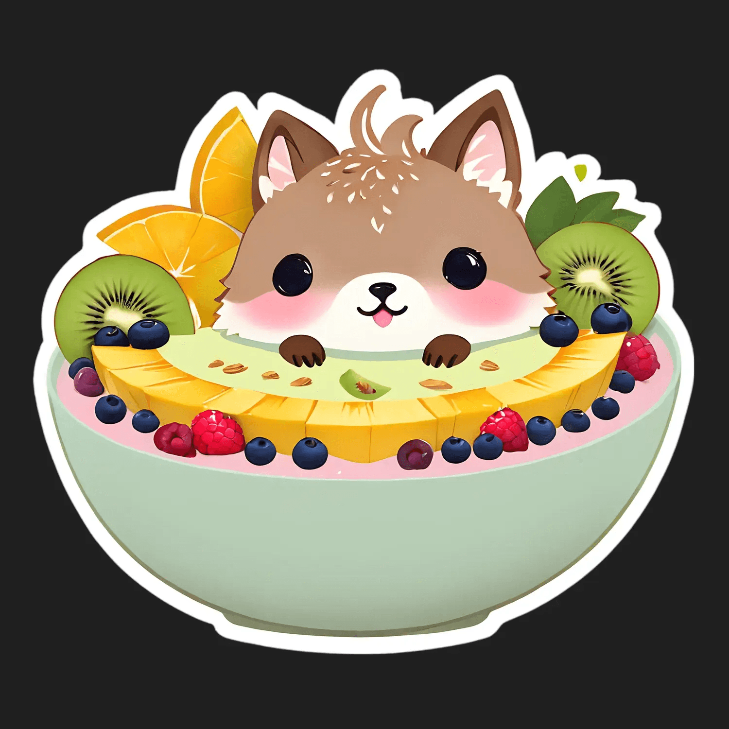 Cute Corgi Fruit Bowl - UV DTF Sticker - Heat Press Transfer