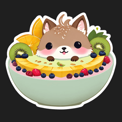 Cute Corgi Fruit Bowl - UV DTF Sticker - Heat Press Transfer