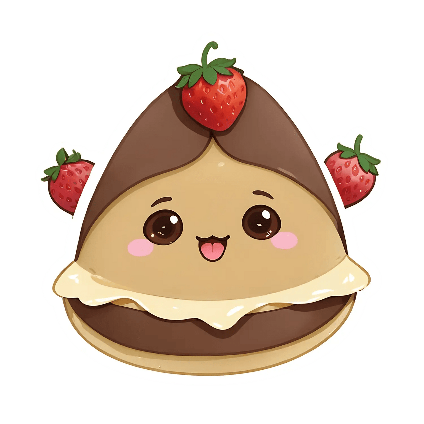 Cute Crepe Character Sticker – Strawberry Top - Heat Press Transfer