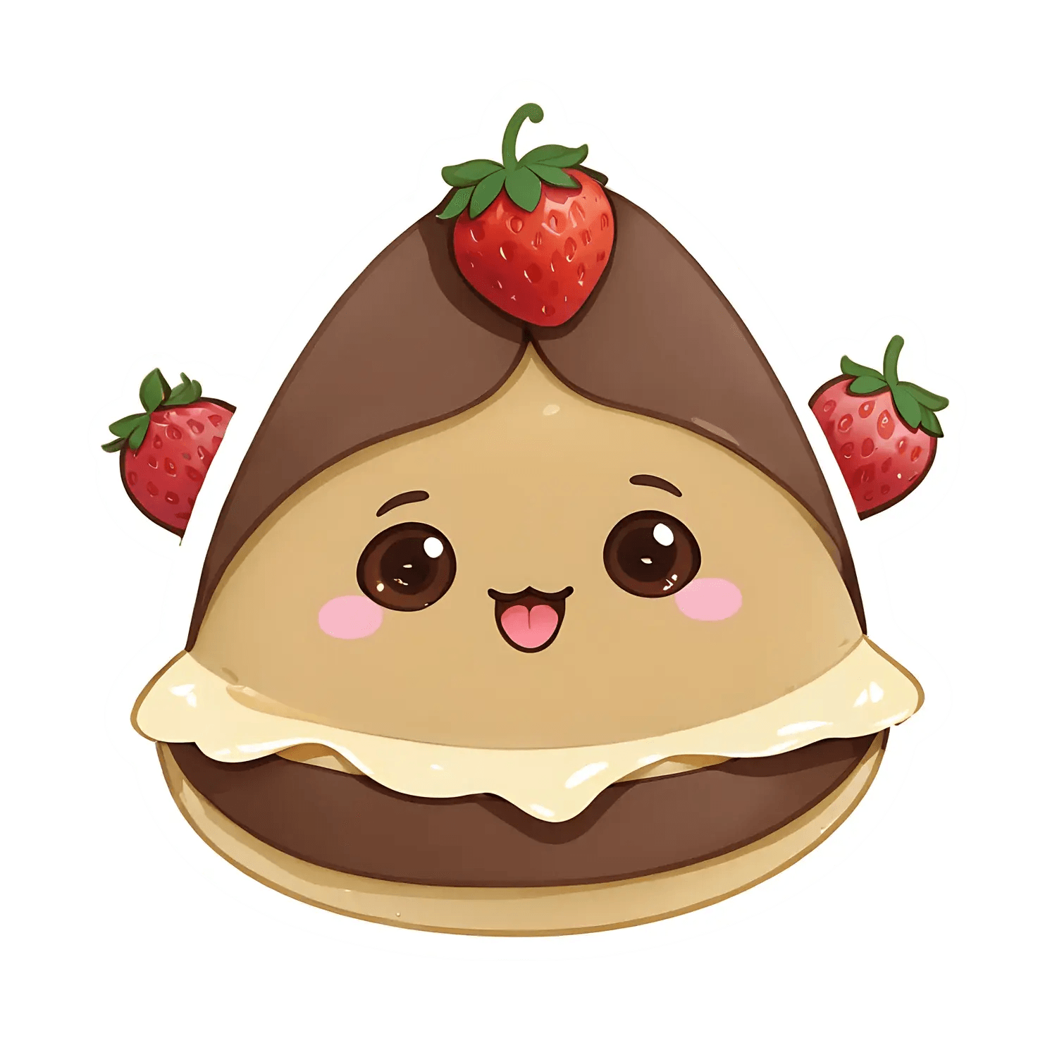 Cute Crepe Character Sticker – Strawberry Top - Heat Press Transfer