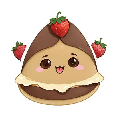 Cute Crepe Character Sticker – Strawberry Top - Heat Press Transfer