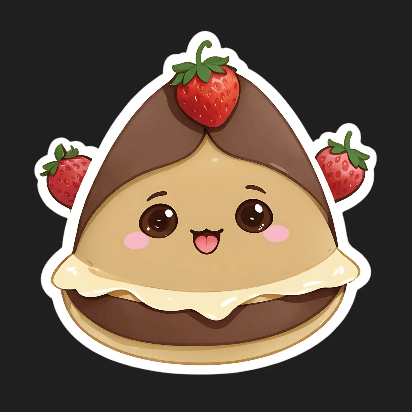 Cute Crepe Character Sticker – Strawberry Top - Heat Press Transfer