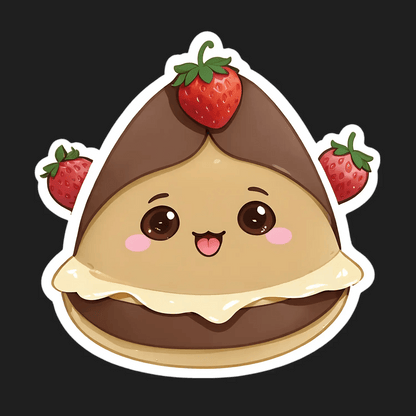 Cute Crepe Character Sticker – Strawberry Top - Heat Press Transfer