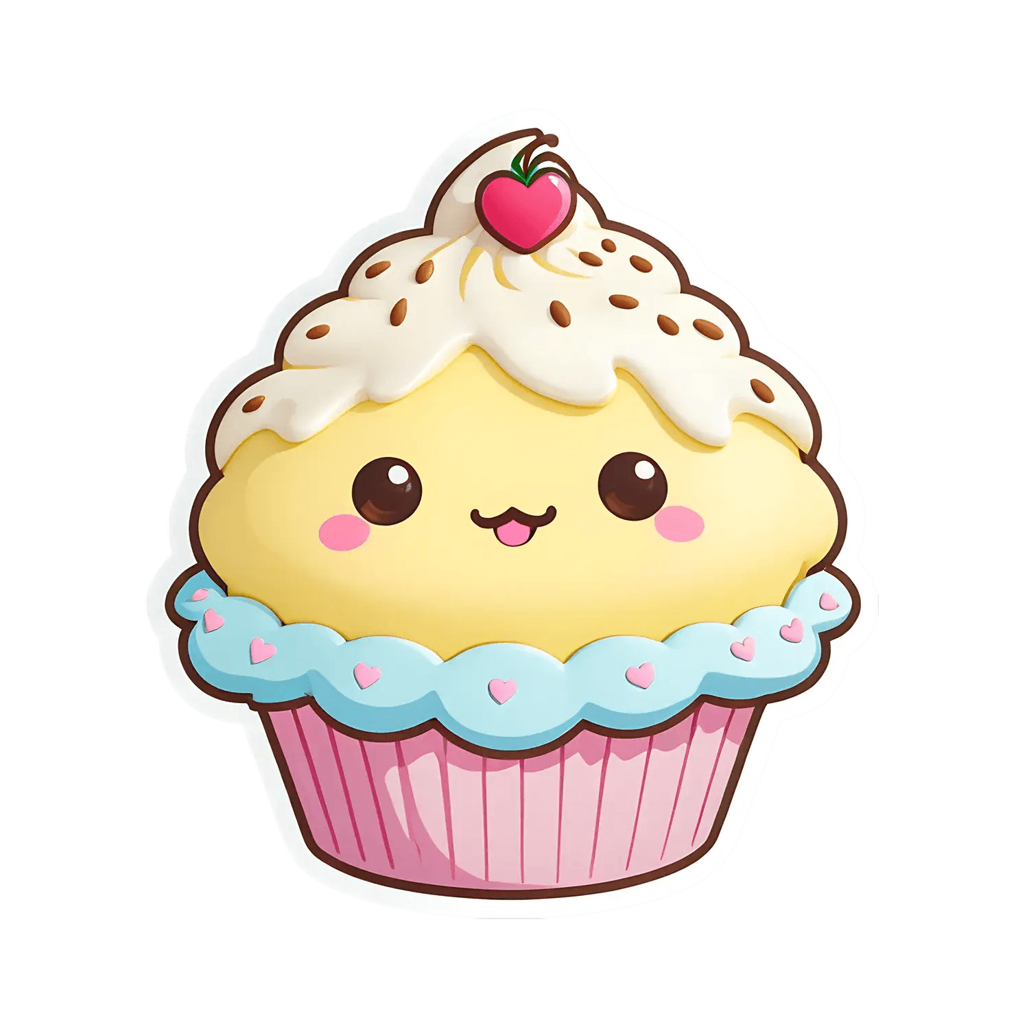 Cute Cupcake Sticker - Happy and Sweet - Heat Press Transfer