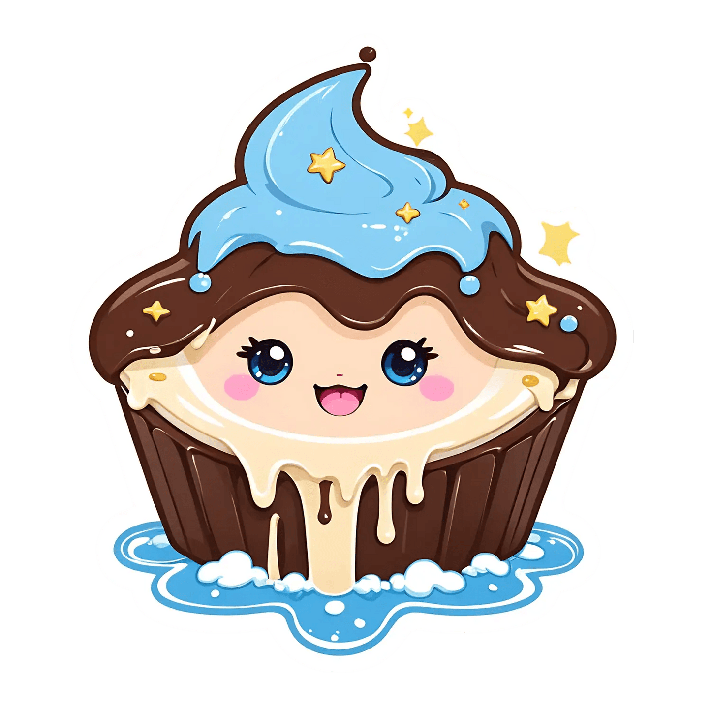Cute Cupcake Sticker - Shiny Star Topper - Heat Press Transfer