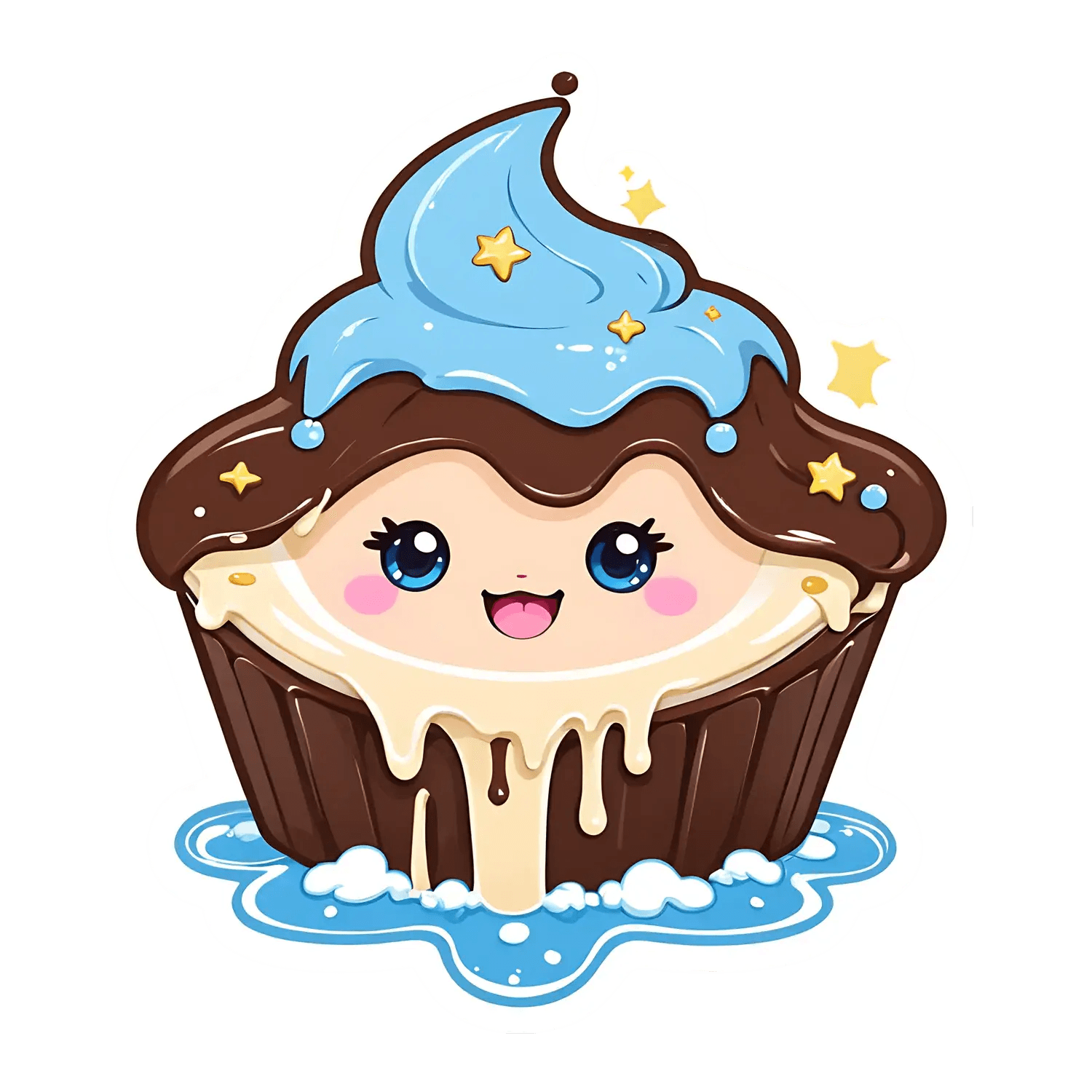 Cute Cupcake Sticker - Shiny Star Topper - Heat Press Transfer