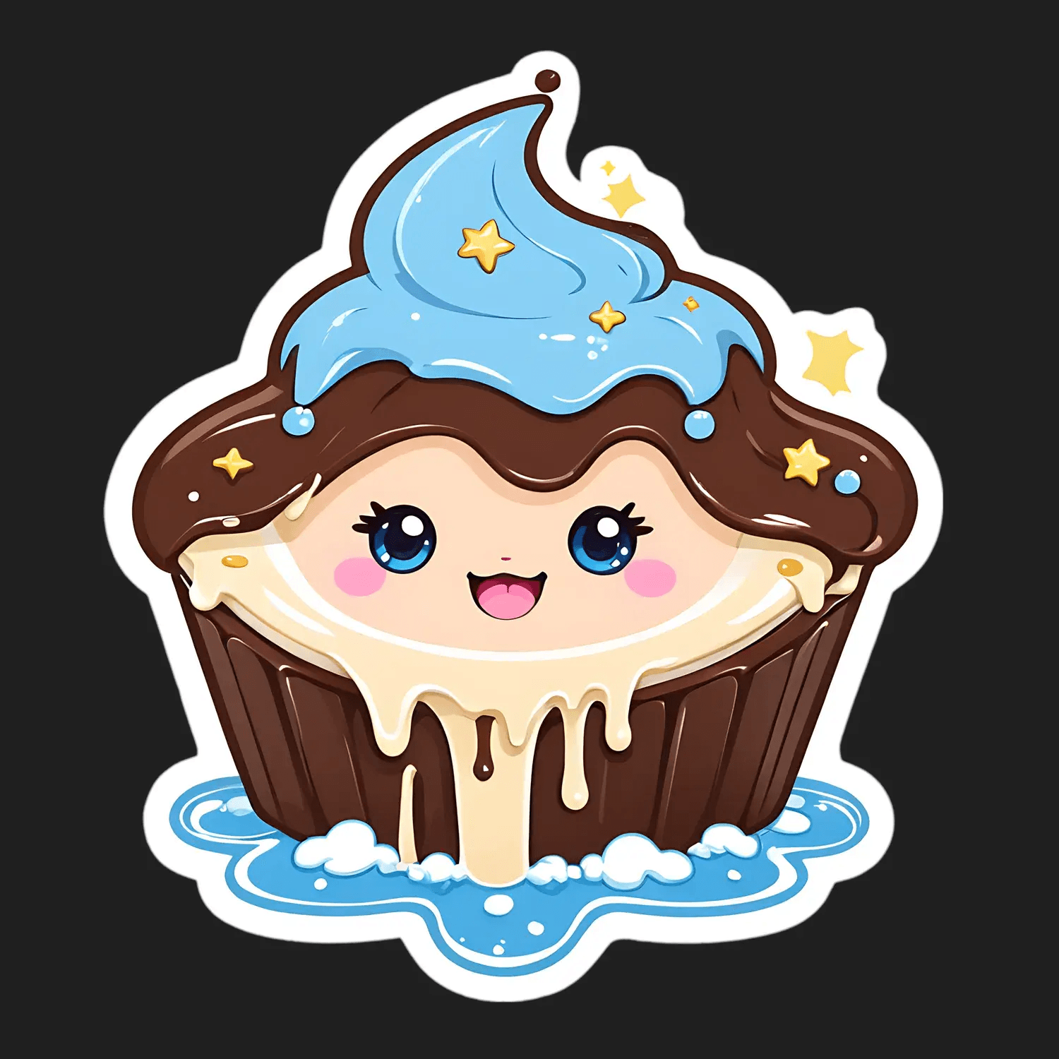 Cute Cupcake Sticker - Shiny Star Topper - Heat Press Transfer