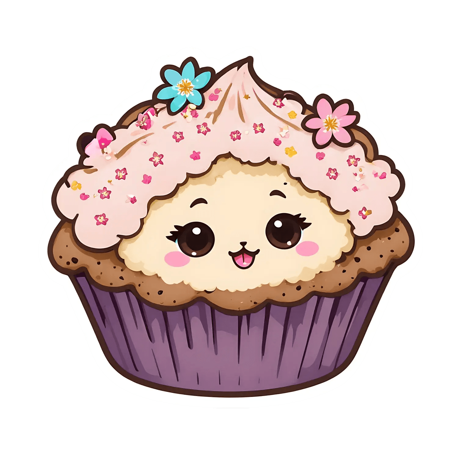 Cute Cupcake Sticker - Vibrant & Adorable - Heat Press Transfer