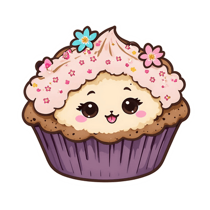 Cute Cupcake Sticker - Vibrant & Adorable - Heat Press Transfer