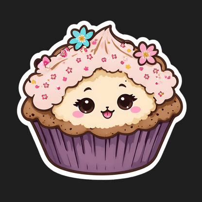 Cute Cupcake Sticker - Vibrant & Adorable - Heat Press Transfer