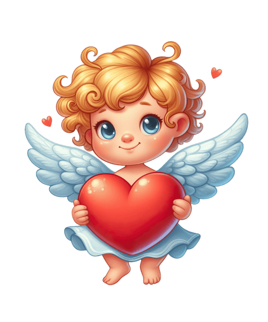 Cute Cupid Valentine's Day Heart Design - DTF Ready To Press - Heat Press Transfer