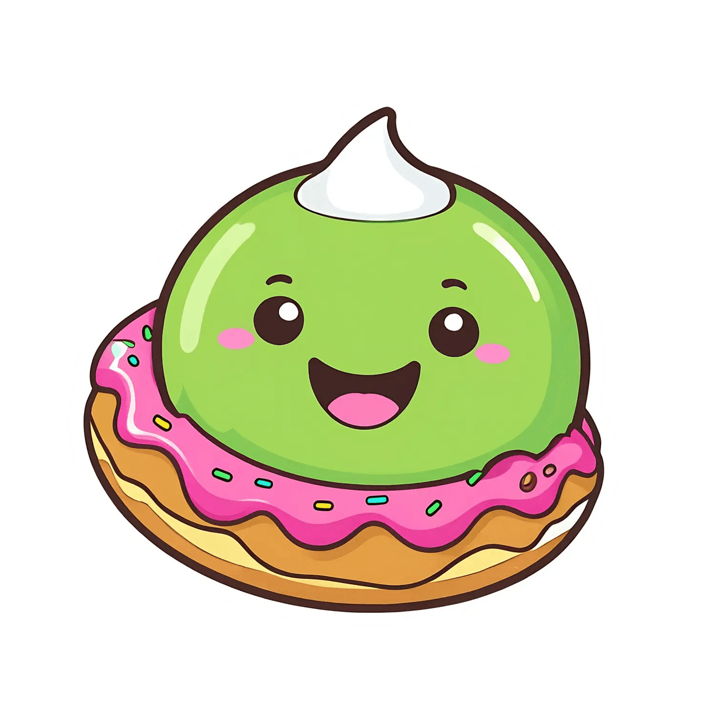 Cute Dessert - Smiley Face Sticker - Heat Press Transfer
