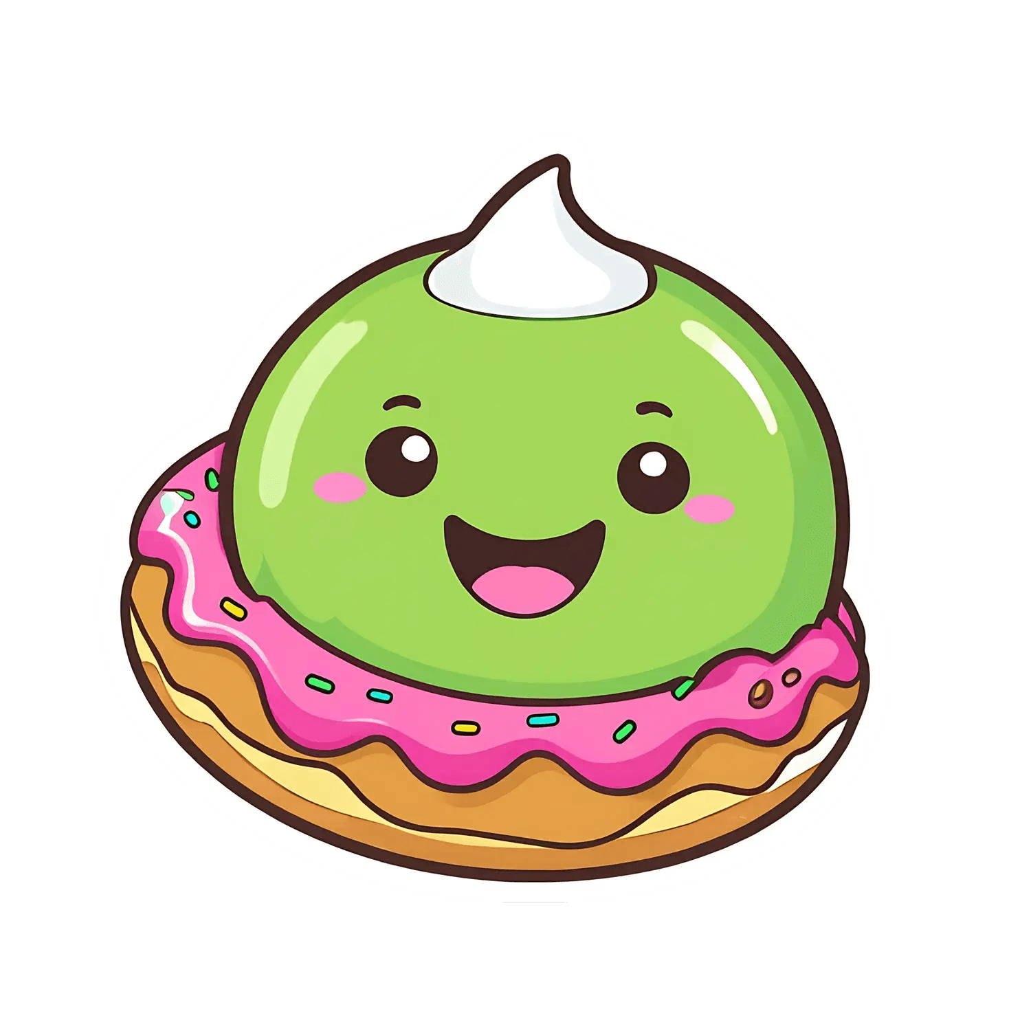 Cute Dessert - Smiley Face Sticker - Heat Press Transfer