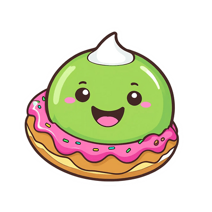 Cute Dessert - Smiley Face Sticker - Heat Press Transfer