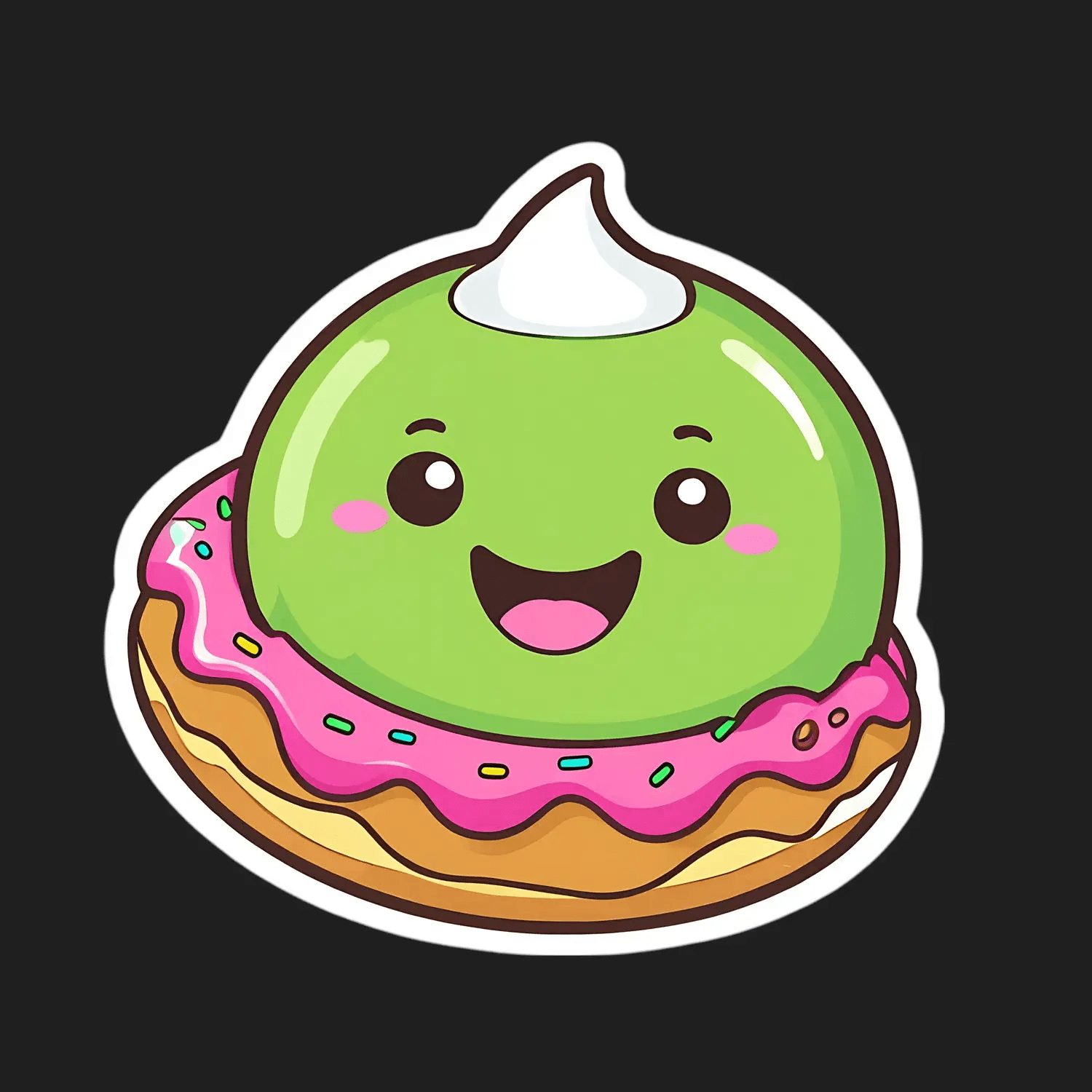 Cute Dessert - Smiley Face Sticker - Heat Press Transfer