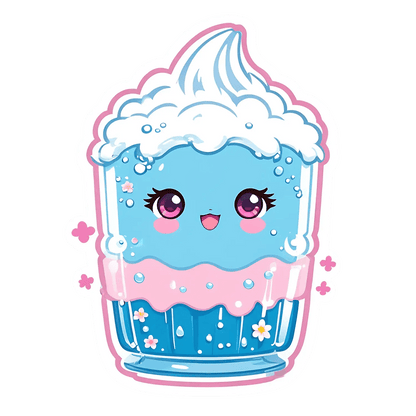 Cute Dessert Sticker - Animated Cupcake - Heat Press Transfer