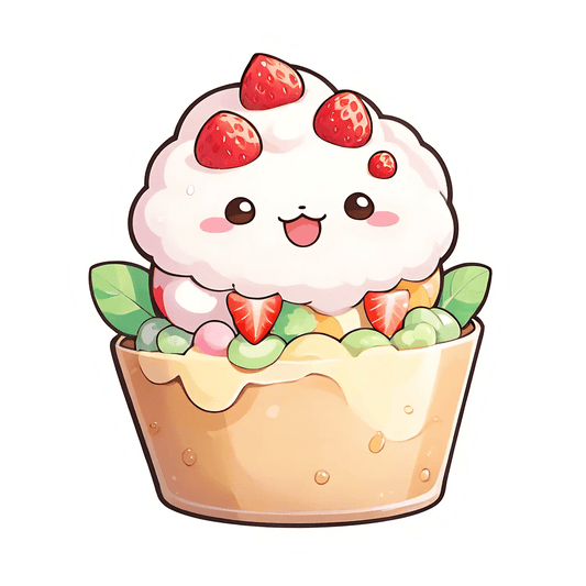 Cute Dessert Sticker - Cupcake with Strawberries - Heat Press Transfer