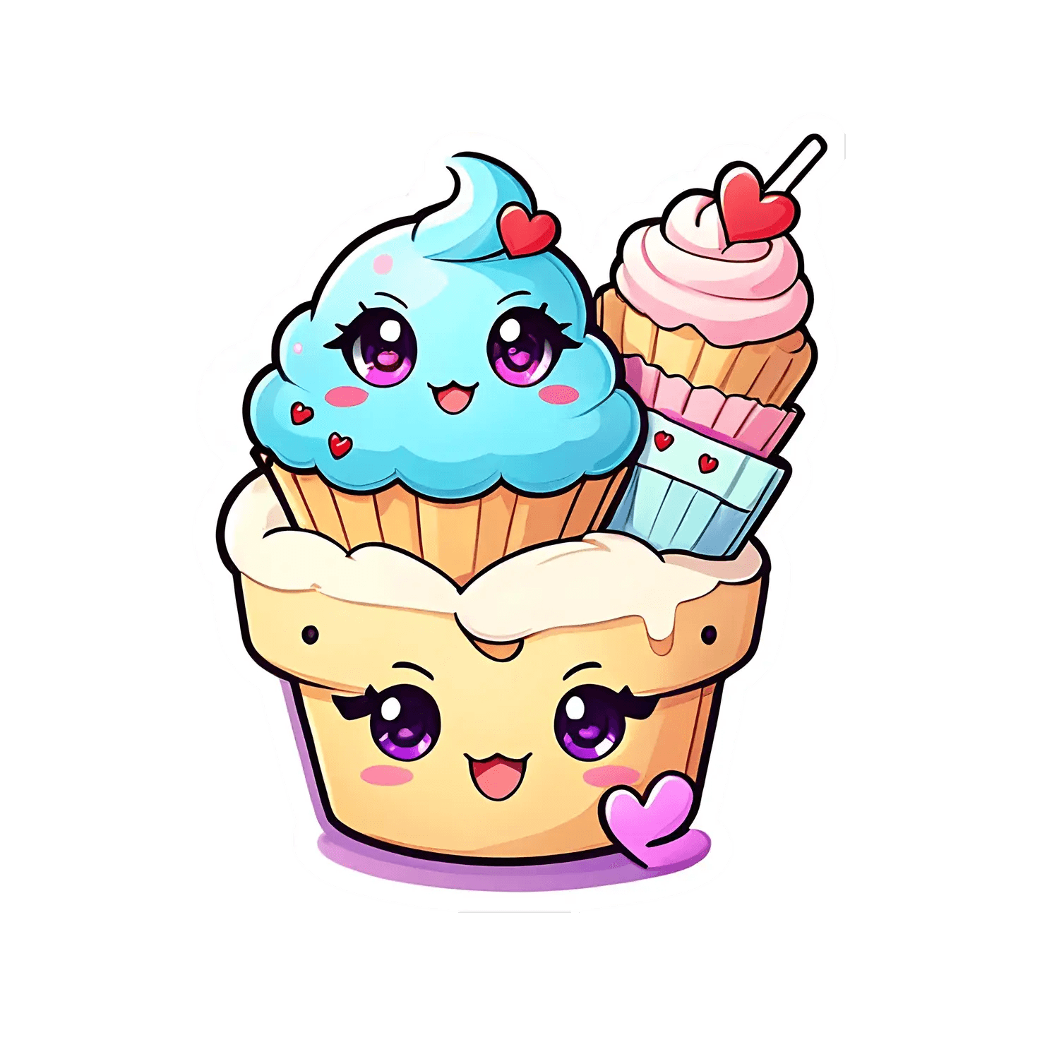 Cute Dessert Sticker - Kawaii Cupcake and Ice Cream - Heat Press Transfer