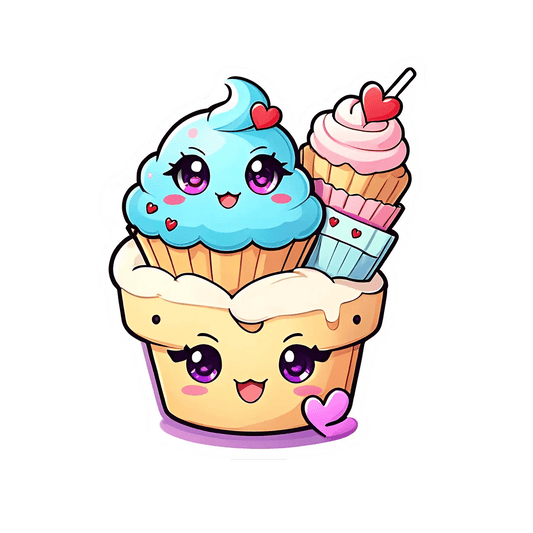 Cute Dessert Sticker - Kawaii Cupcake and Ice Cream - Heat Press Transfer