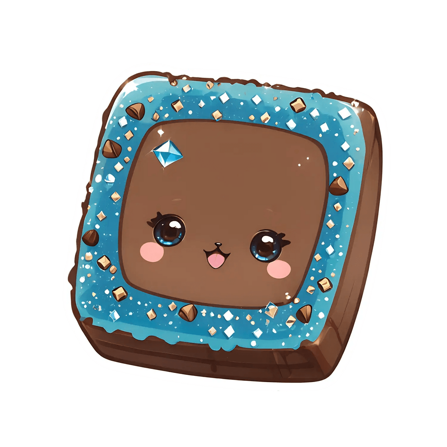 Cute Dessert UV Sticker - Adorable Chocolate Blue Sprinkle - Heat Press Transfer