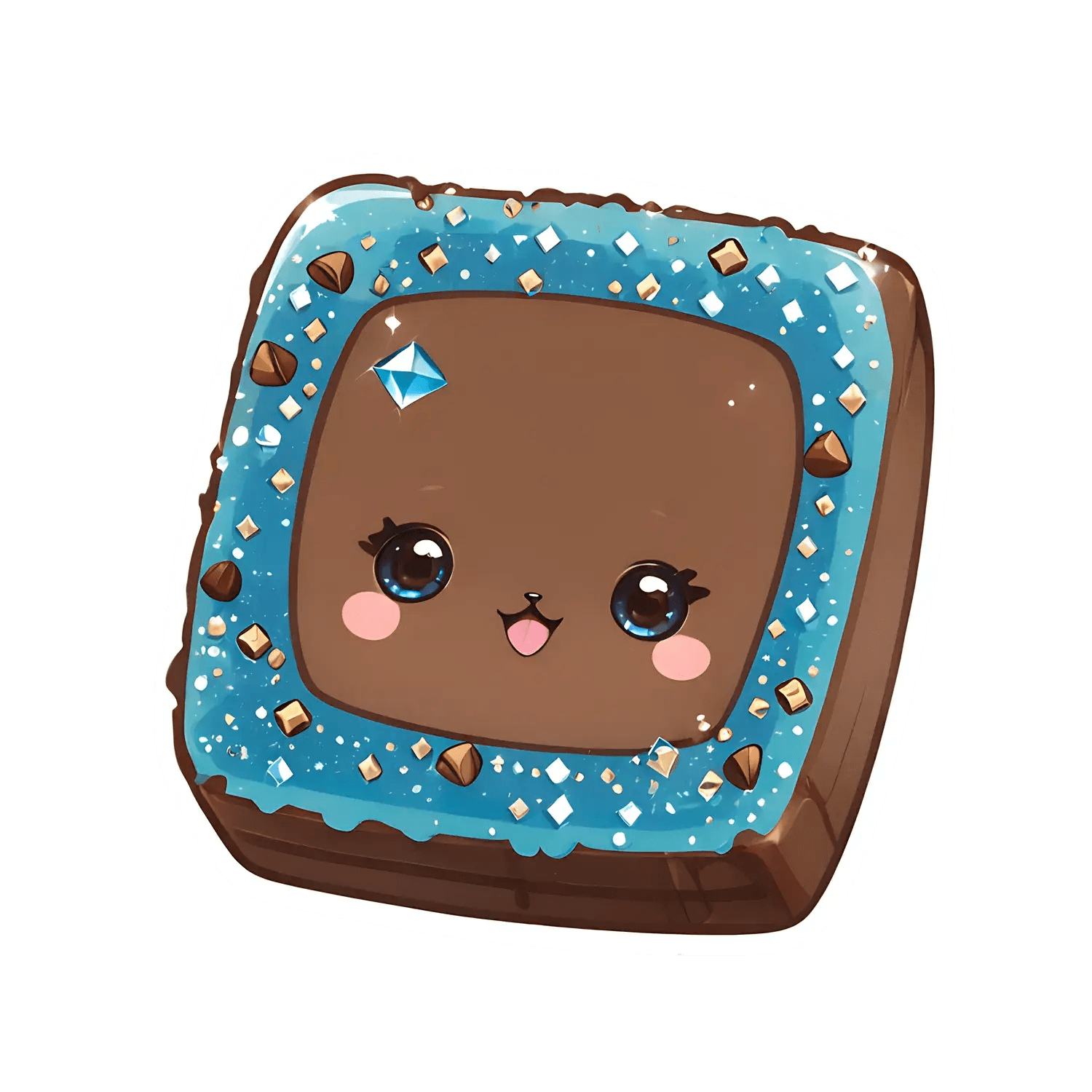 Cute Dessert UV Sticker - Adorable Chocolate Blue Sprinkle - Heat Press Transfer