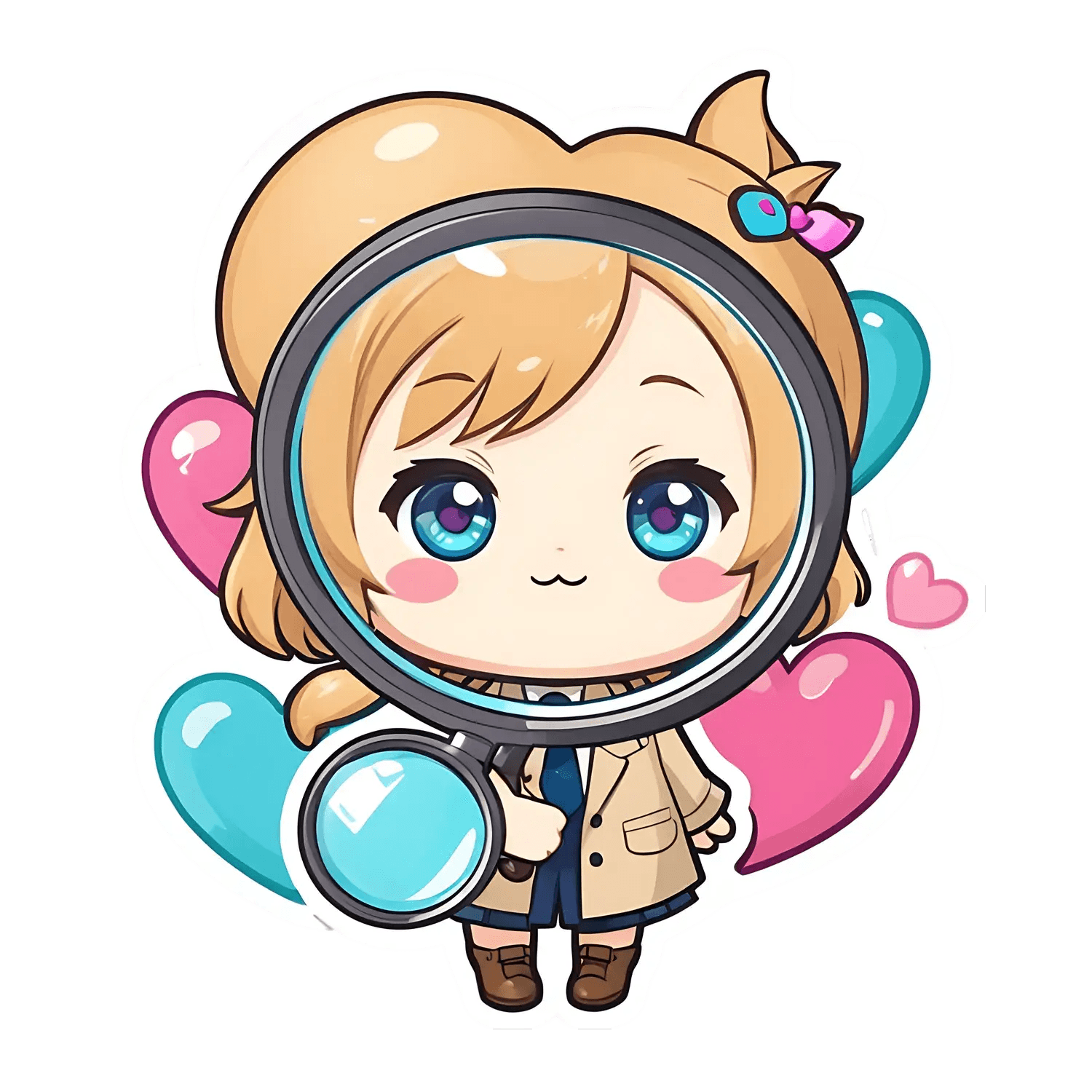 Cute Detective - Customizable Sticker - Heat Press Transfer