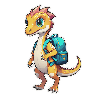 Cute Dinosaur Backpack - Sticker - Heat Press Transfer
