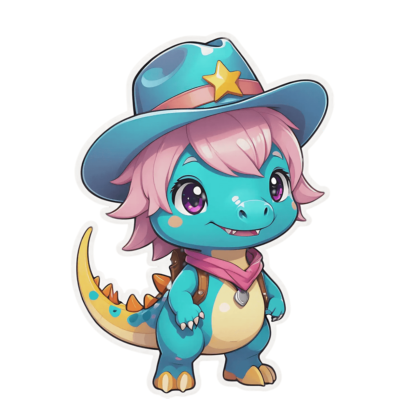 Cute Dinosaur - Cowboy Sticker - Heat Press Transfer