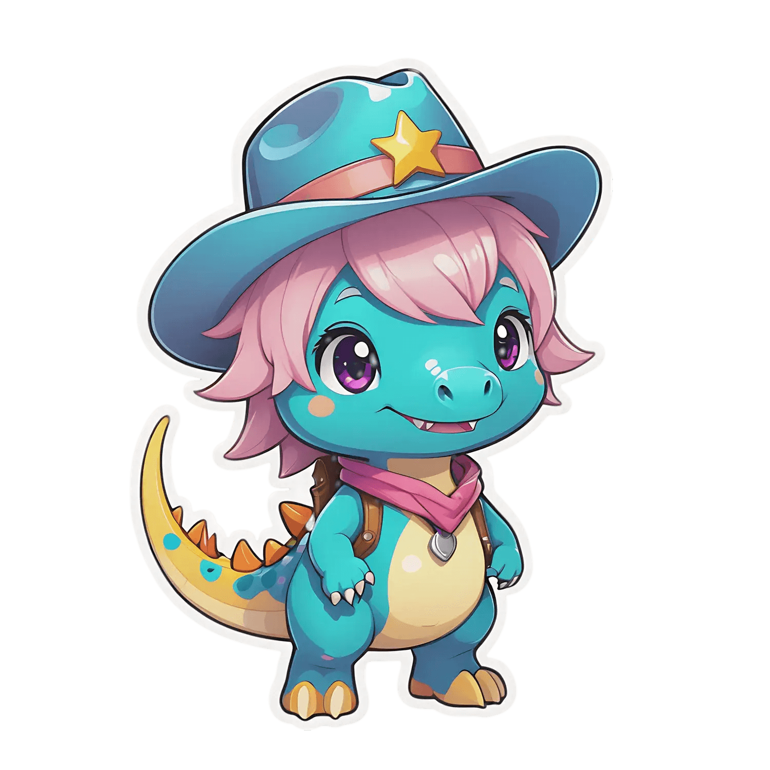 Cute Dinosaur - Cowboy Sticker - Heat Press Transfer