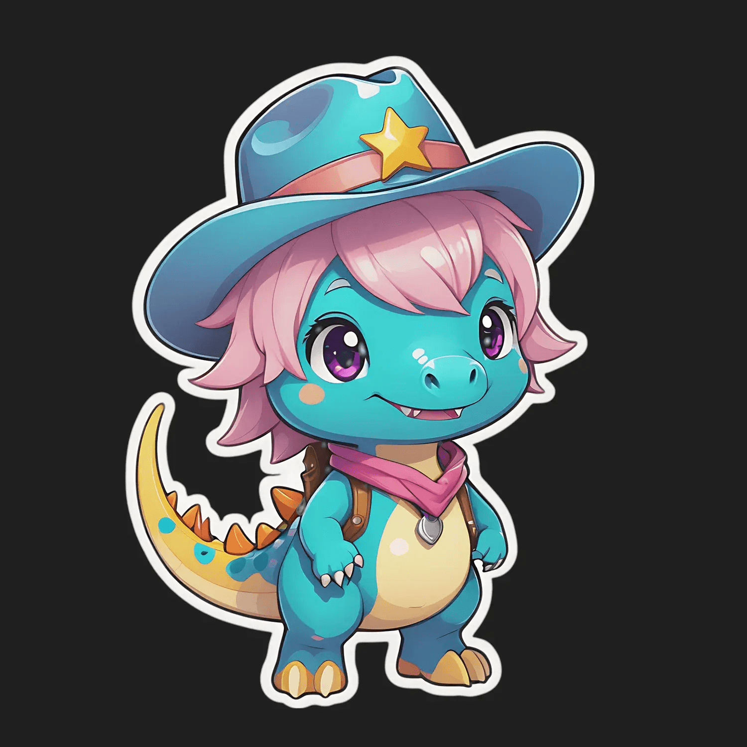 Cute Dinosaur - Cowboy Sticker - Heat Press Transfer