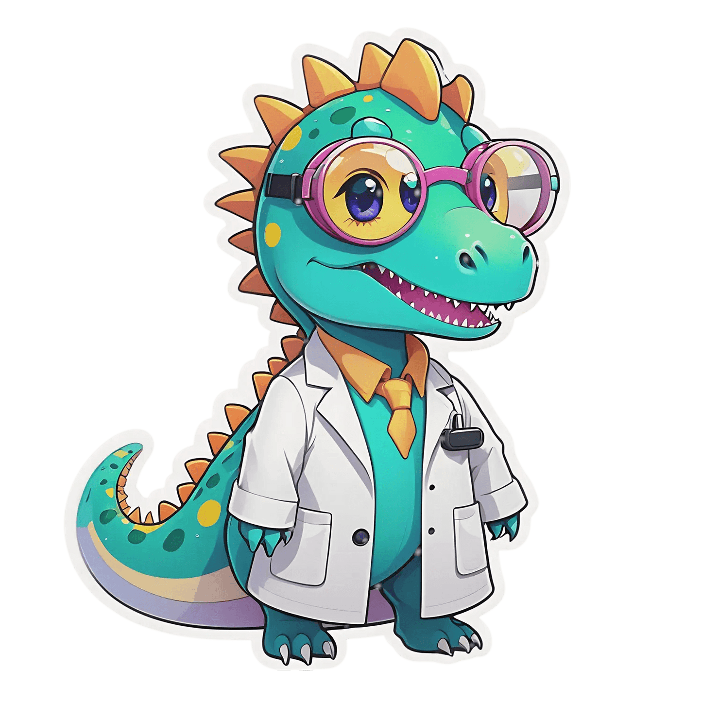 Cute Dinosaur Doctor - UV DTF Sticker - Heat Press Transfer