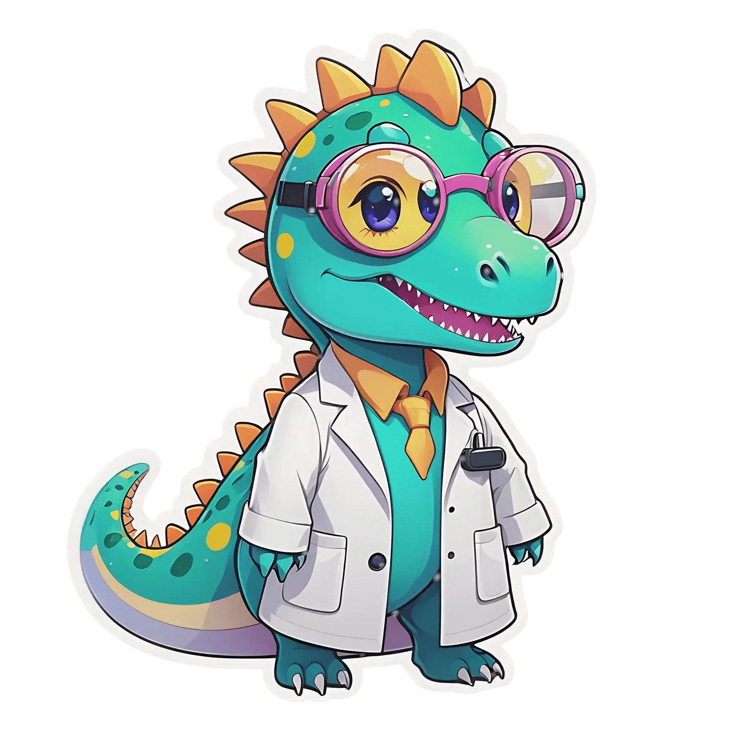 Cute Dinosaur Doctor - UV DTF Sticker - Heat Press Transfer