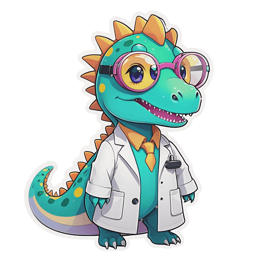 Cute Dinosaur Doctor - UV DTF Sticker - Heat Press Transfer