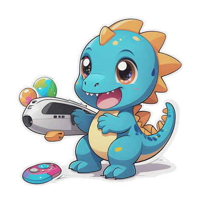 Cute Dinosaur Gamer - Sticker - Heat Press Transfer