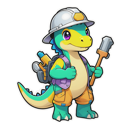 Cute Dinosaur - Handyman Sticker - Heat Press Transfer